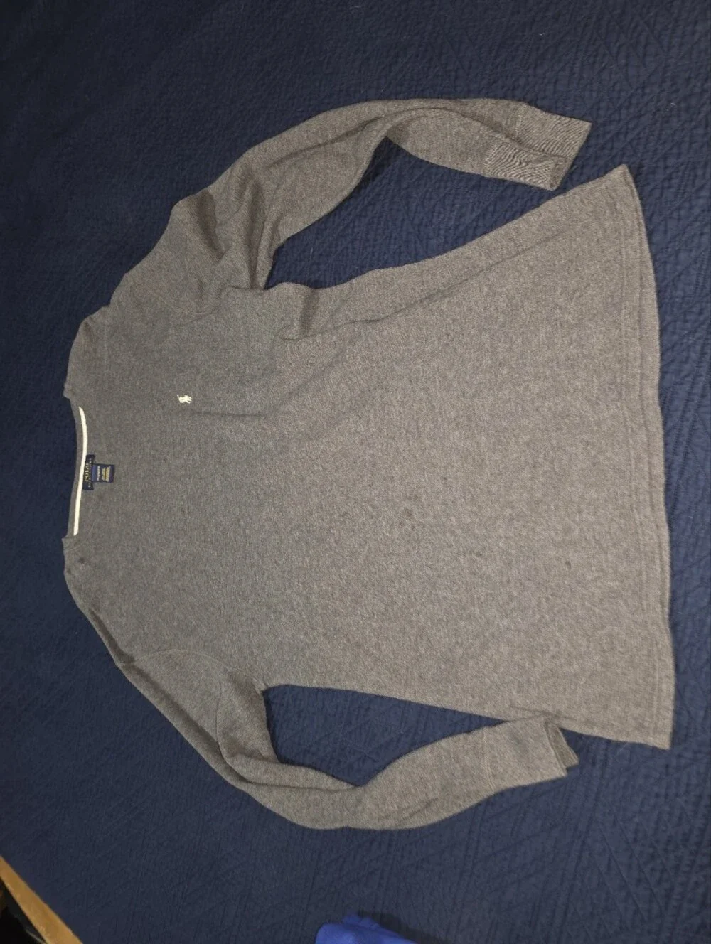 2XL VINTAGE Champion Men's Long Sleeve WAFFLE THERMAL Gray White Emblem